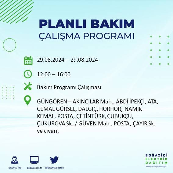 BEDAŞ açıkladı: İstanbul'da yarın elektrik kesintisi yaşanacak ilçeler 11