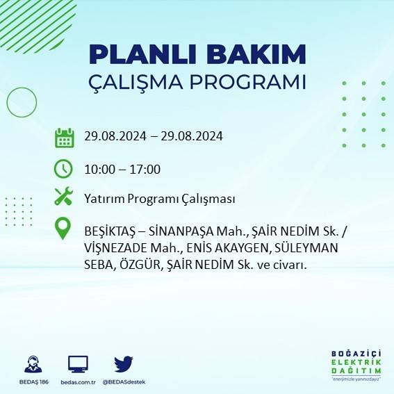 BEDAŞ açıkladı: İstanbul'da yarın elektrik kesintisi yaşanacak ilçeler 42