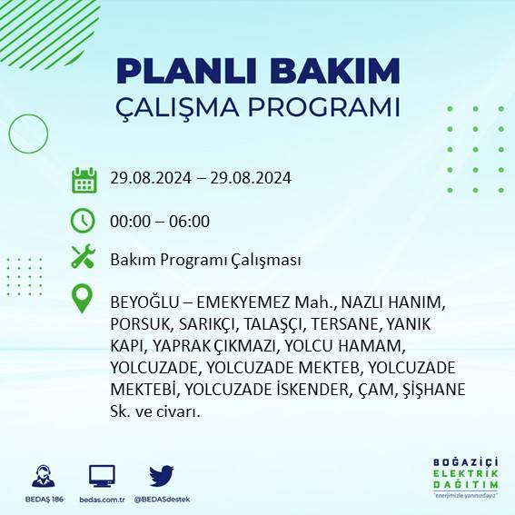 BEDAŞ açıkladı: İstanbul'da yarın elektrik kesintisi yaşanacak ilçeler 36