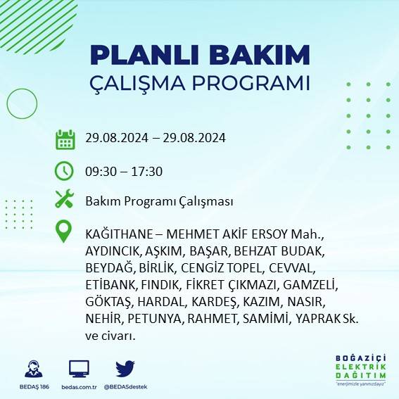 BEDAŞ açıkladı: İstanbul'da yarın elektrik kesintisi yaşanacak ilçeler 4