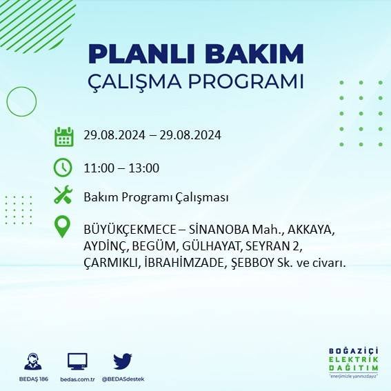 BEDAŞ açıkladı: İstanbul'da yarın elektrik kesintisi yaşanacak ilçeler 27