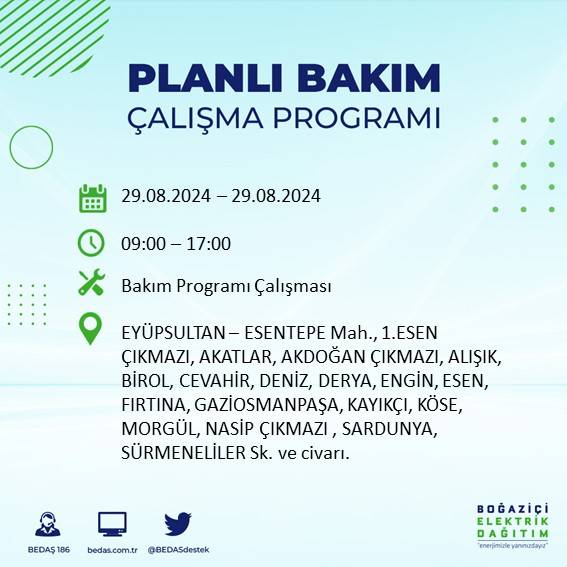 BEDAŞ açıkladı: İstanbul'da yarın elektrik kesintisi yaşanacak ilçeler 16