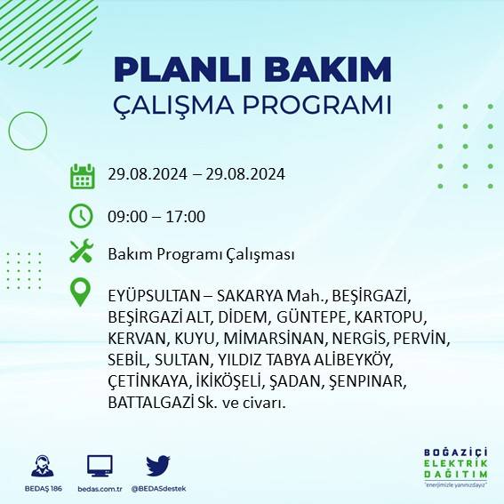 BEDAŞ açıkladı: İstanbul'da yarın elektrik kesintisi yaşanacak ilçeler 17