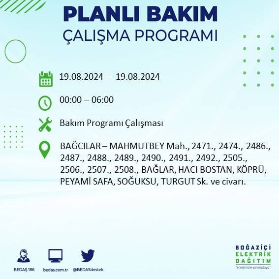 BEDAŞ açıkladı: İstanbul'da yarın elektrik kesintisi yaşanacak ilçeler 37