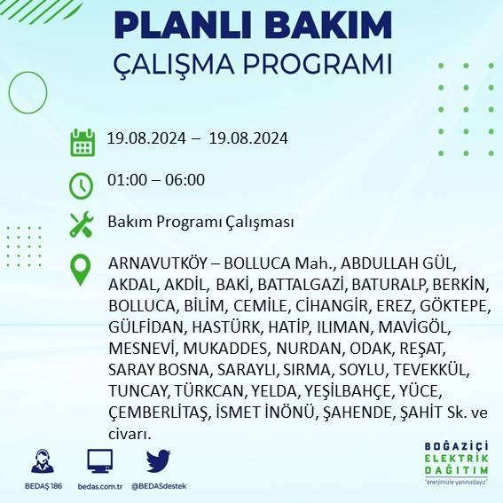 BEDAŞ açıkladı: İstanbul'da yarın elektrik kesintisi yaşanacak ilçeler 34