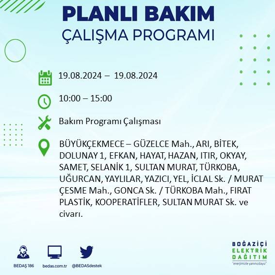 BEDAŞ açıkladı: İstanbul'da yarın elektrik kesintisi yaşanacak ilçeler 17