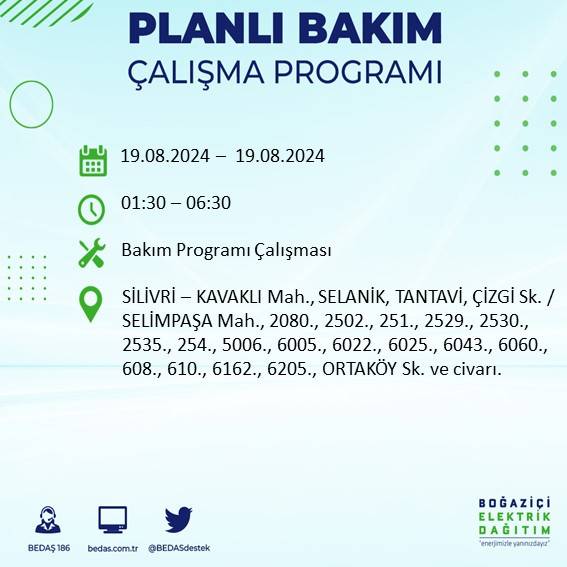 BEDAŞ açıkladı: İstanbul'da yarın elektrik kesintisi yaşanacak ilçeler 15