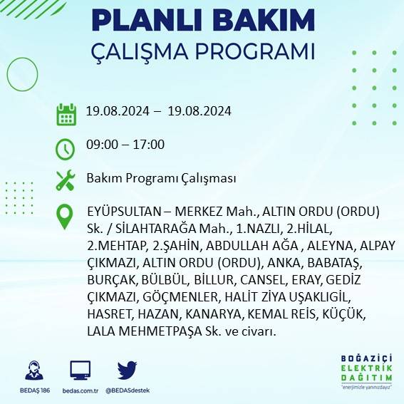 BEDAŞ açıkladı: İstanbul'da yarın elektrik kesintisi yaşanacak ilçeler 12