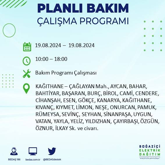 BEDAŞ açıkladı: İstanbul'da yarın elektrik kesintisi yaşanacak ilçeler 7