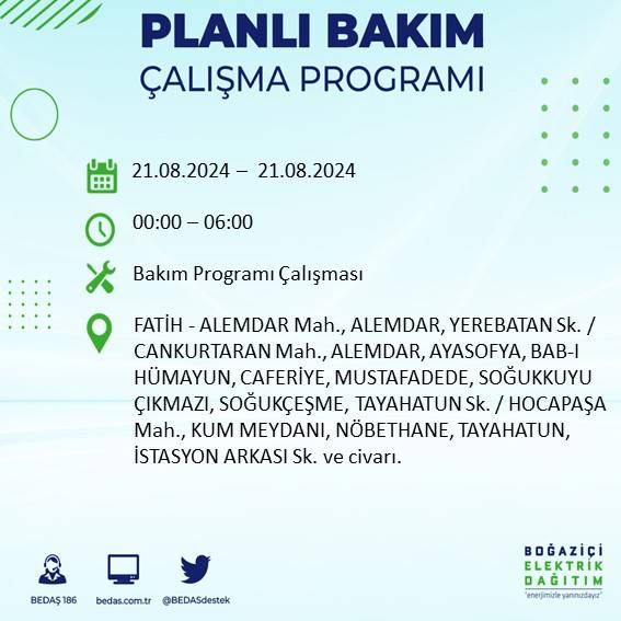 BEDAŞ açıkladı: İstanbul'da elektrik kesintisi yaşayacak ilçeler 27