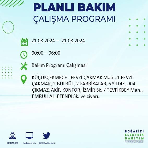 BEDAŞ açıkladı: İstanbul'da elektrik kesintisi yaşayacak ilçeler 35