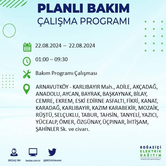 BEDAŞ paylaştı: İstanbul'da yarın elektrik kesintisi yaşanacak ilçeler 3