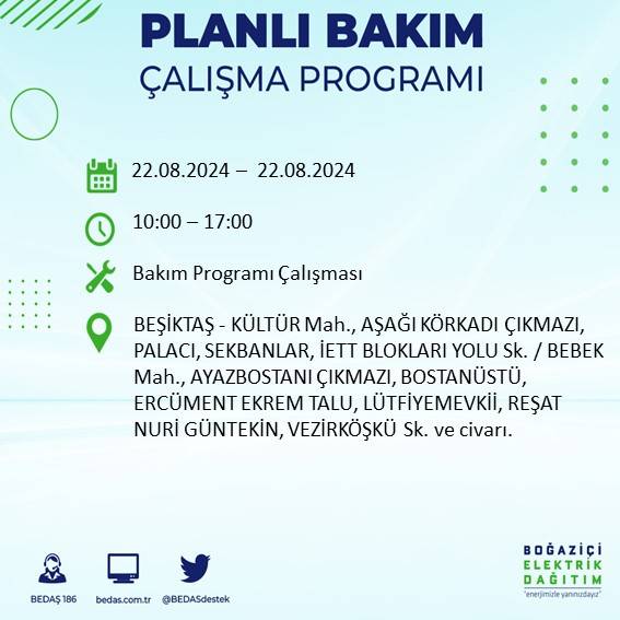 BEDAŞ paylaştı: İstanbul'da yarın elektrik kesintisi yaşanacak ilçeler 16