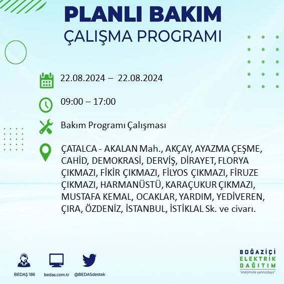 BEDAŞ paylaştı: İstanbul'da yarın elektrik kesintisi yaşanacak ilçeler 23