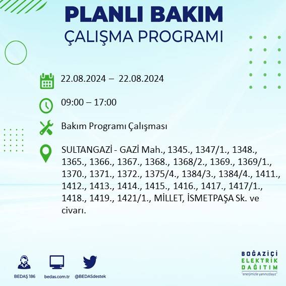 BEDAŞ paylaştı: İstanbul'da yarın elektrik kesintisi yaşanacak ilçeler 47