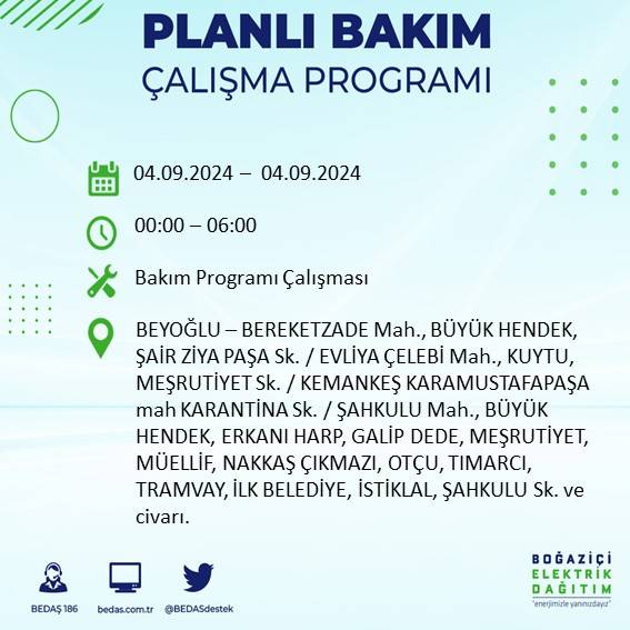 BEDAŞ açıkladı: İstanbul'da yarın elektrik kesintisi yaşanacak ilçeler 10