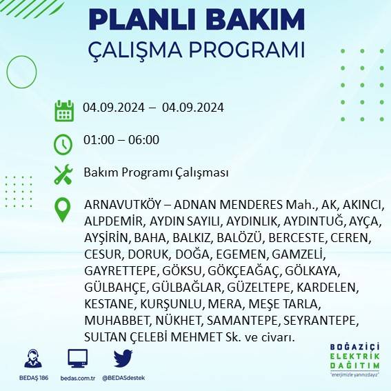 BEDAŞ açıkladı: İstanbul'da yarın elektrik kesintisi yaşanacak ilçeler 1