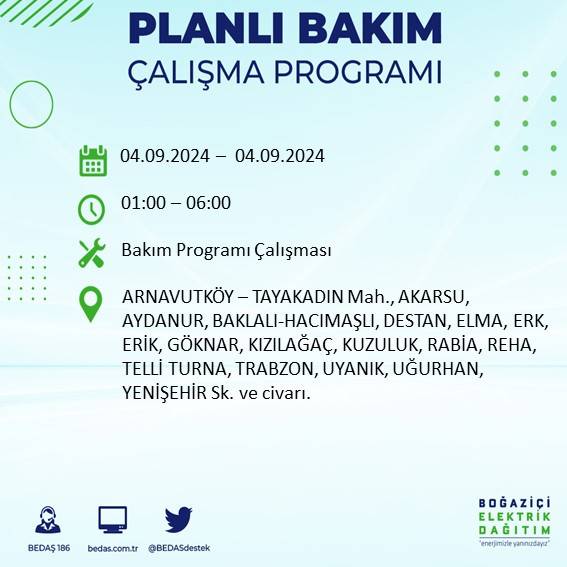 BEDAŞ açıkladı: İstanbul'da yarın elektrik kesintisi yaşanacak ilçeler 4