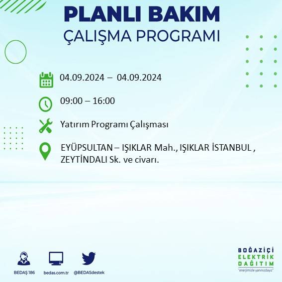 BEDAŞ açıkladı: İstanbul'da yarın elektrik kesintisi yaşanacak ilçeler 18