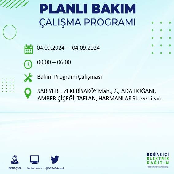 BEDAŞ açıkladı: İstanbul'da yarın elektrik kesintisi yaşanacak ilçeler 24