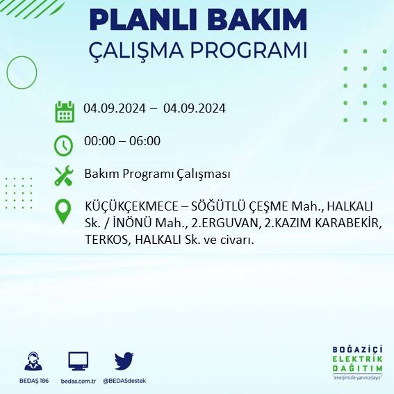 BEDAŞ açıkladı: İstanbul'da yarın elektrik kesintisi yaşanacak ilçeler 22