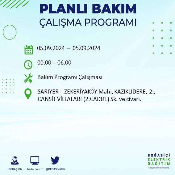 İstanbul'da elektrik kesintisi olan ilçeler açıklandı 5