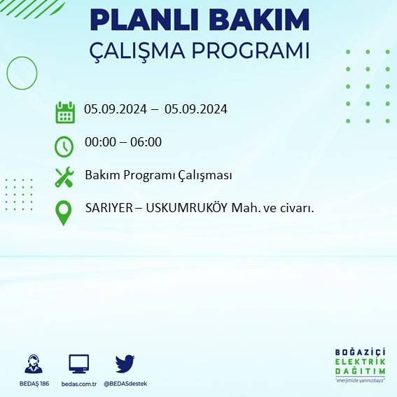 İstanbul'da elektrik kesintisi olan ilçeler açıklandı 6