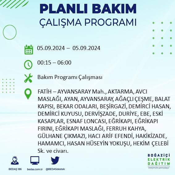 İstanbul'da elektrik kesintisi olan ilçeler açıklandı 22