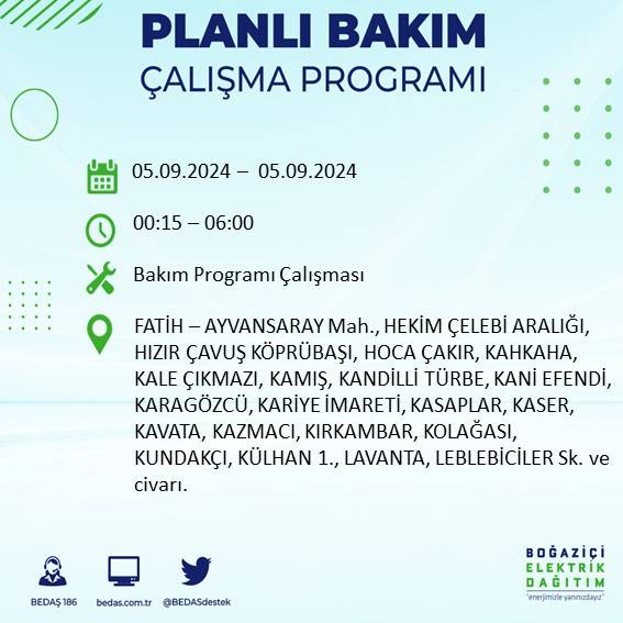 İstanbul'da elektrik kesintisi olan ilçeler açıklandı 21