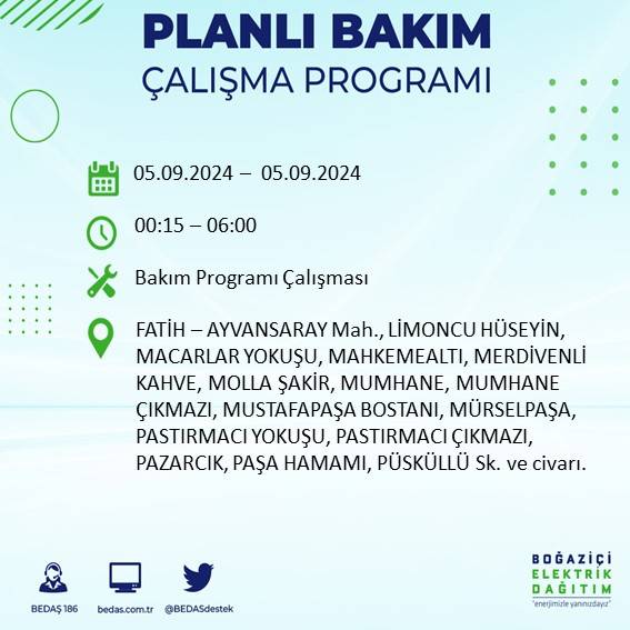 İstanbul'da elektrik kesintisi olan ilçeler açıklandı 19