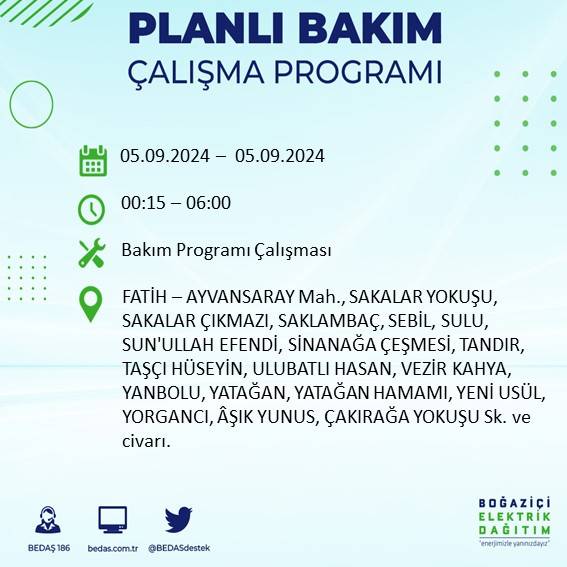 İstanbul'da elektrik kesintisi olan ilçeler açıklandı 18