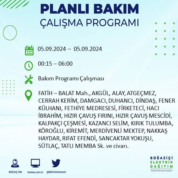 İstanbul'da elektrik kesintisi olan ilçeler açıklandı 16