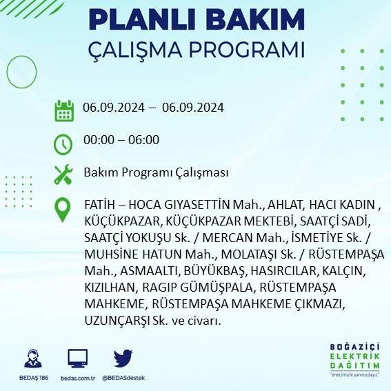 BEDAŞ, İstanbul'da 6 Ağustos'ta elektrik kesintisi yaşanacak ilçeleri açıkladı 12