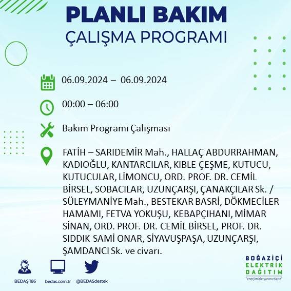 BEDAŞ, İstanbul'da 6 Ağustos'ta elektrik kesintisi yaşanacak ilçeleri açıkladı 13