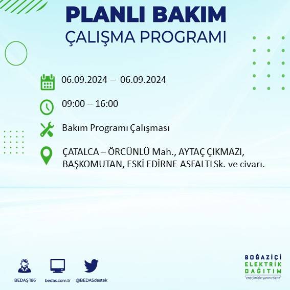 BEDAŞ, İstanbul'da 6 Ağustos'ta elektrik kesintisi yaşanacak ilçeleri açıkladı 9