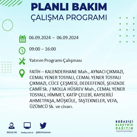 BEDAŞ, İstanbul'da 6 Ağustos'ta elektrik kesintisi yaşanacak ilçeleri açıkladı 16