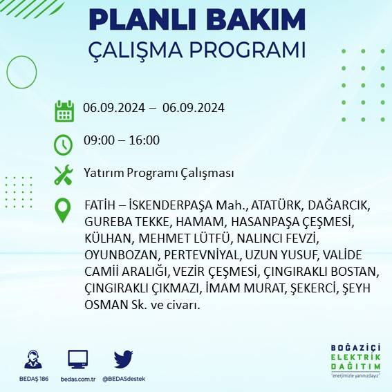 BEDAŞ, İstanbul'da 6 Ağustos'ta elektrik kesintisi yaşanacak ilçeleri açıkladı 14