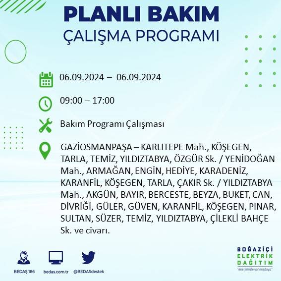 BEDAŞ, İstanbul'da 6 Ağustos'ta elektrik kesintisi yaşanacak ilçeleri açıkladı 17