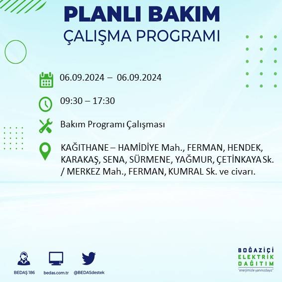 BEDAŞ, İstanbul'da 6 Ağustos'ta elektrik kesintisi yaşanacak ilçeleri açıkladı 24