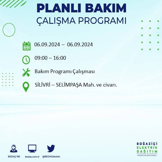 BEDAŞ, İstanbul'da 6 Ağustos'ta elektrik kesintisi yaşanacak ilçeleri açıkladı 25