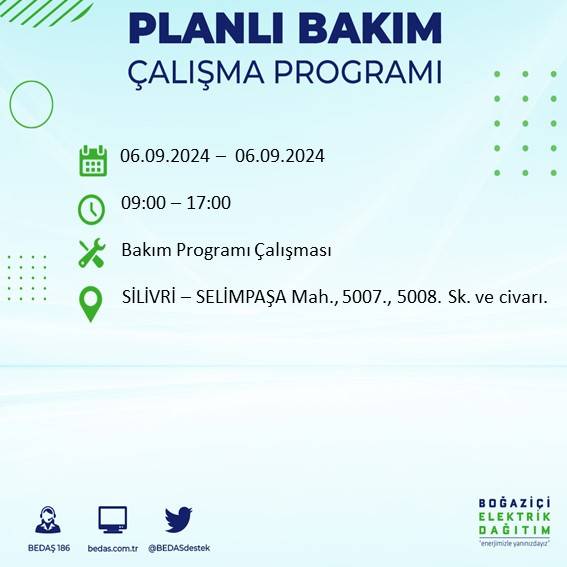 BEDAŞ, İstanbul'da 6 Ağustos'ta elektrik kesintisi yaşanacak ilçeleri açıkladı 26