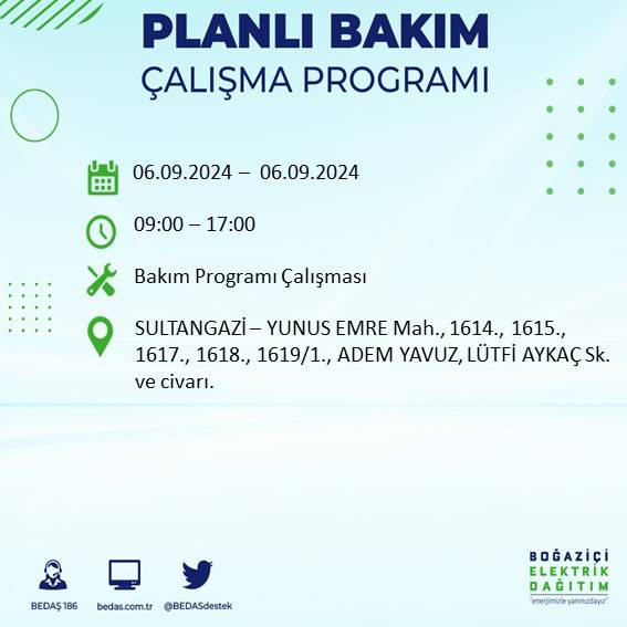 BEDAŞ, İstanbul'da 6 Ağustos'ta elektrik kesintisi yaşanacak ilçeleri açıkladı 29