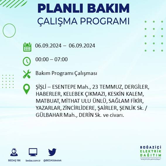 BEDAŞ, İstanbul'da 6 Ağustos'ta elektrik kesintisi yaşanacak ilçeleri açıkladı 30