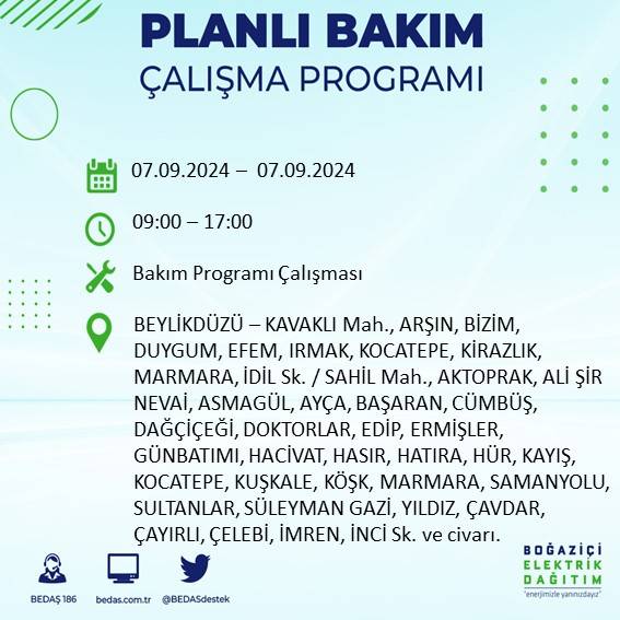 BEDAŞ, İstanbul'da yarın elektriklerin kesileceği ilçeleri duyurdu 5