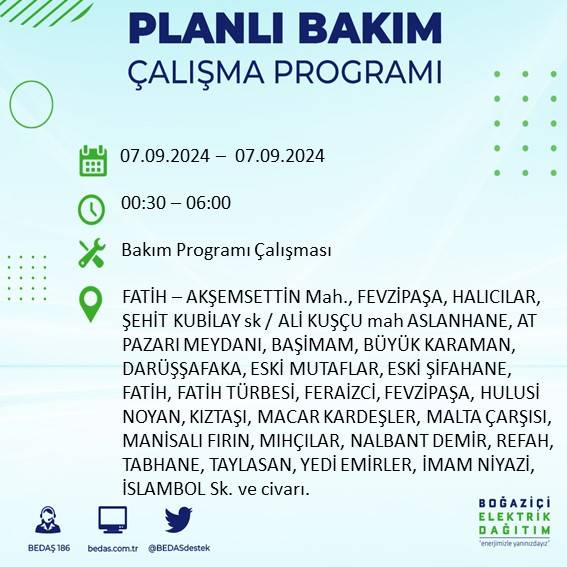 BEDAŞ, İstanbul'da yarın elektriklerin kesileceği ilçeleri duyurdu 10