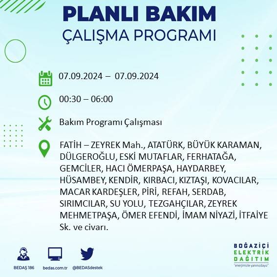 BEDAŞ, İstanbul'da yarın elektriklerin kesileceği ilçeleri duyurdu 14