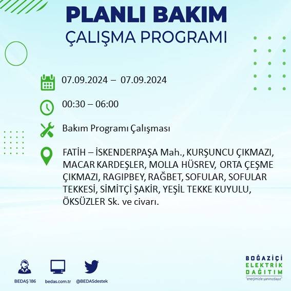 BEDAŞ, İstanbul'da yarın elektriklerin kesileceği ilçeleri duyurdu 16