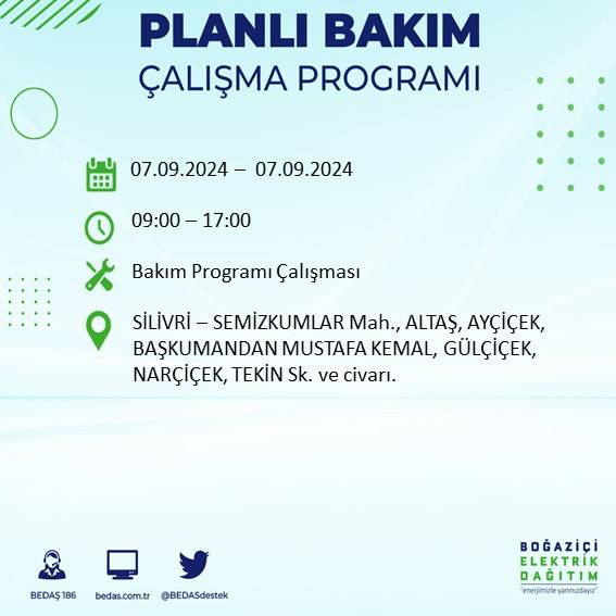 BEDAŞ, İstanbul'da yarın elektriklerin kesileceği ilçeleri duyurdu 24