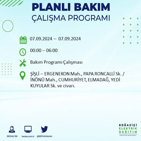 BEDAŞ, İstanbul'da yarın elektriklerin kesileceği ilçeleri duyurdu 25