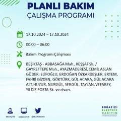 İstanbul'da 17 Ekim'de elektrik kesintisi: Etkilenecek ilçeler ve mahalleler açıklandı 20